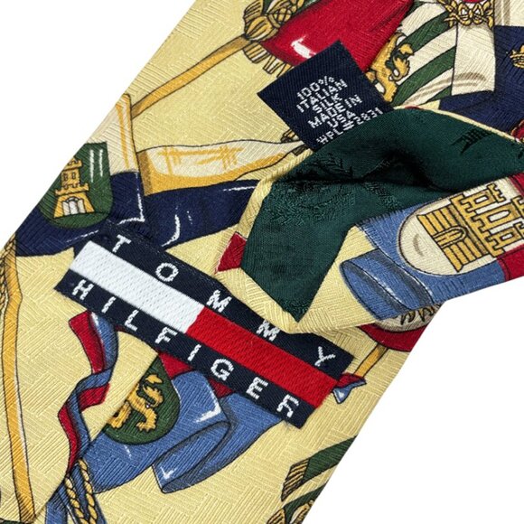 Tommy Hilfiger Silk Tie Vintage 90's Lion Crest Flags - Picture 4 of 6